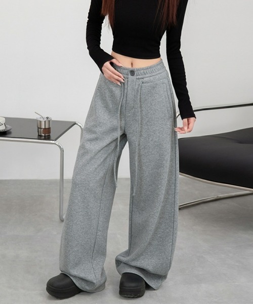 パンツ 00s gray linen cropped wide pants y2k gossip!ロサンゼルス スウェットパンツ ジャージ 「Y2Kガーリー