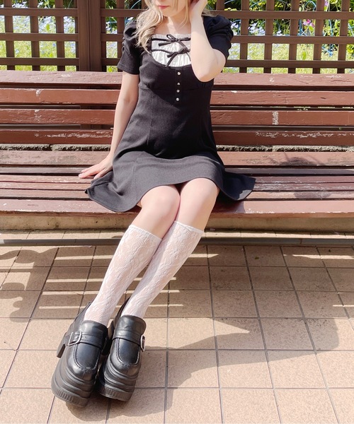 「abc une face」 半袖ワンピース FREE ブルー レディース_画像7