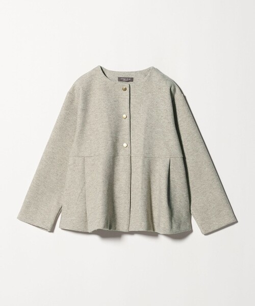 A DAY IN THE LIFE ノーカラーコート コート ニットメルトン ペプラム