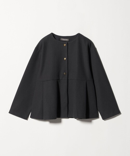 A DAY IN THE LIFE ノーカラーコート コート ニットメルトン ペプラム