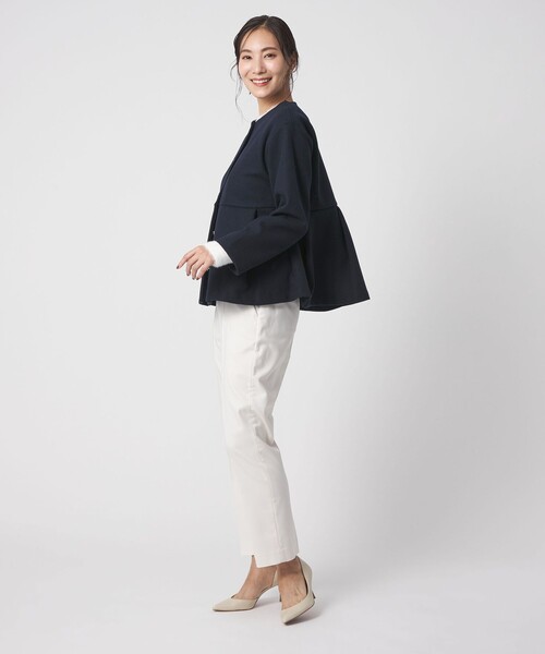 A DAY IN THE LIFE ノーカラーコート コート ニットメルトン ペプラム