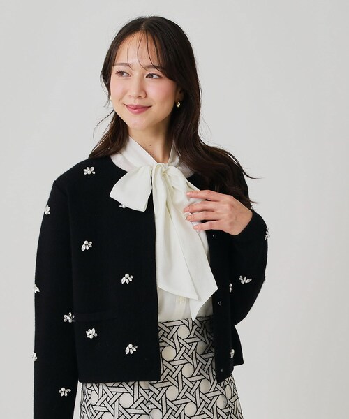 COUP DE CHANCE（クードシャンス） カーディガン 「手洗い可」ビジュー