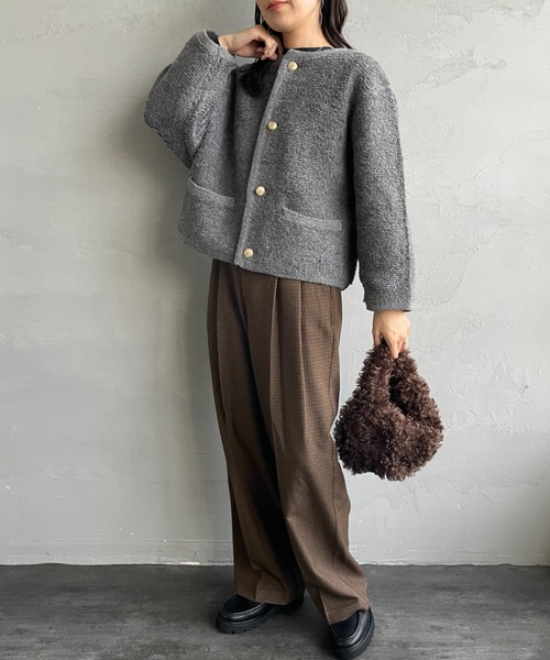 ORCIVAL（オーシバル） カーディガン クルーネック ブークレニット