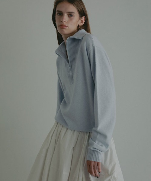 ミックスヤーンハーフジップニットプルオーバー／グレー◆ETRETOKYO ETRE TOKYO（エトレトウキョウ）の「ミックスヤーンハーフジップニット