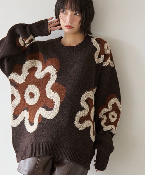PBLIM ニット セーター 「UNISEX」フラワーモチーフニット レディース