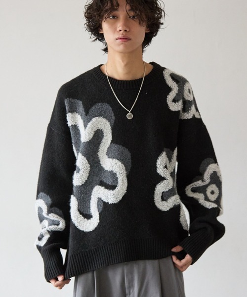PBLIM ニット セーター 「UNISEX」フラワーモチーフニット レディース
