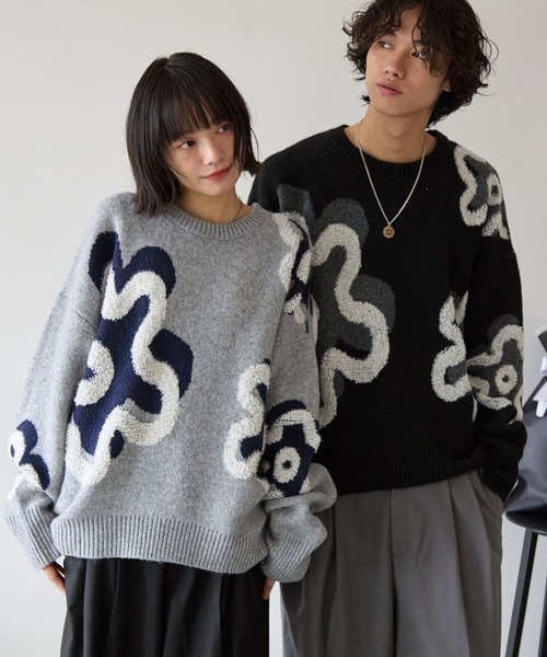 PBLIM ニット セーター 「UNISEX」フラワーモチーフニット レディース