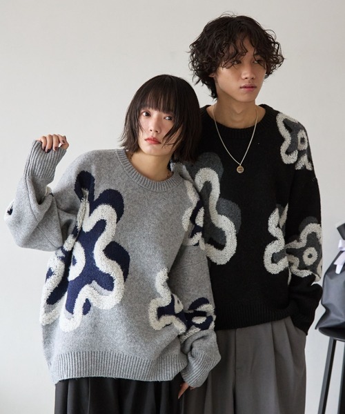 PBLIM ニット セーター 「UNISEX」フラワーモチーフニット レディース
