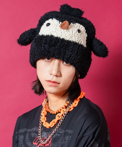 ニット帽 ニットキャップ an meets zakka ペンギンモンスターニット帽
