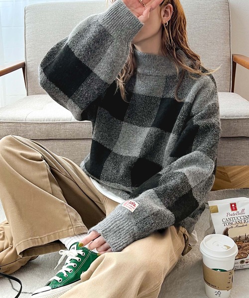 「Java」 長袖ニット X-LARGE グレー レディース_画像7