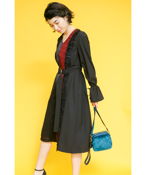 「DOLLUPOOPS」 長袖ワンピース 38 グリーン レディース_画像3