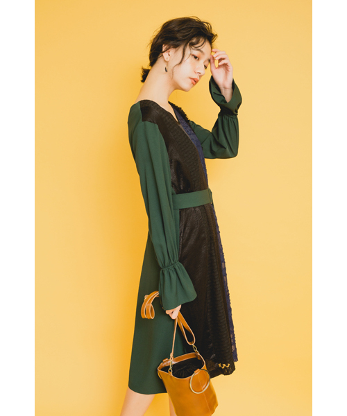 「DOLLUPOOPS」 長袖ワンピース 38 グリーン レディース_画像5