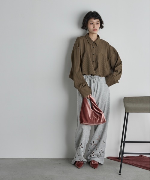 「THE YOn」 長袖シャツ FREE ライトグレー レディース_画像2