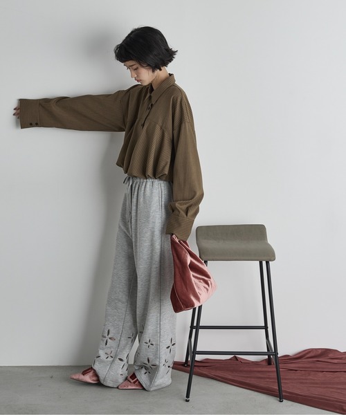 「THE YOn」 長袖シャツ FREE ライトグレー レディース_画像4