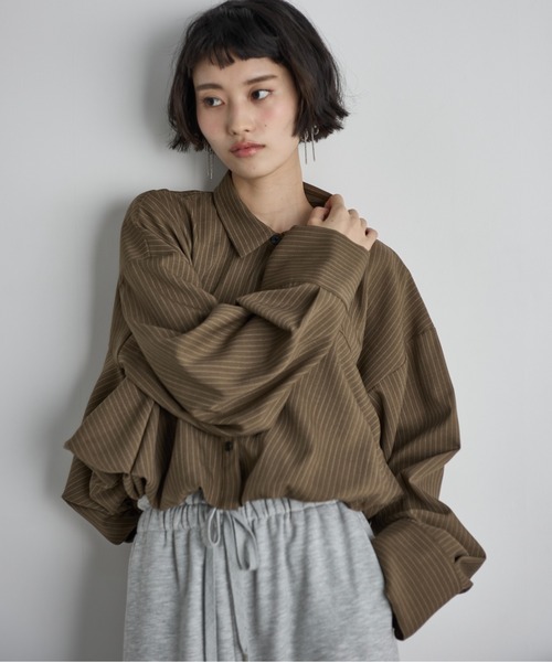 「THE YOn」 長袖シャツ FREE ライトグレー レディース_画像9