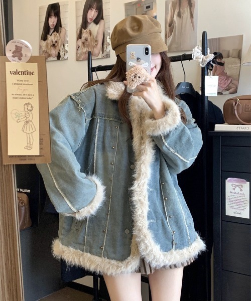 ALMO デニムジャケット gジャン 「LAMPOON」フェイクファーデニム