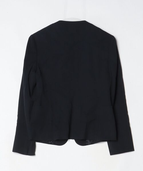 「green label relaxing」 ノーカラージャケット 36 ネイビー レディース_画像2