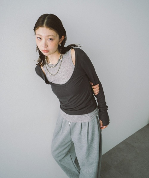 「HANNE」 長袖カットソー FREE グレー レディース_画像3