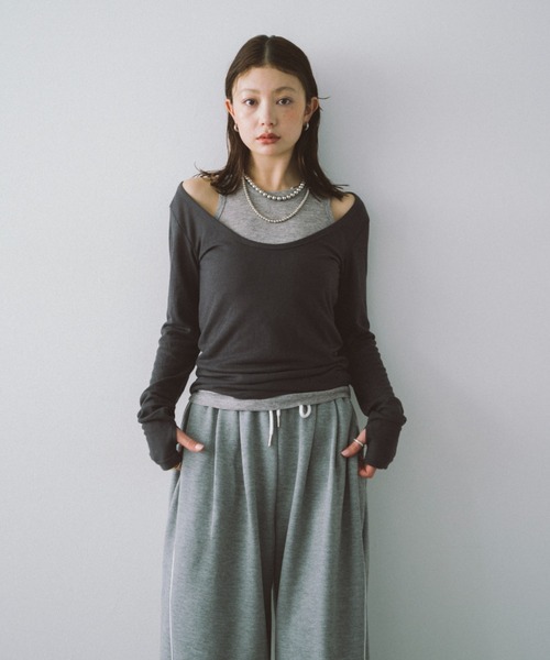 「HANNE」 長袖カットソー FREE グレー レディース_画像8