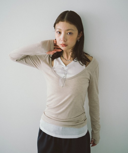 「HANNE」 長袖カットソー FREE グレー レディース_画像9