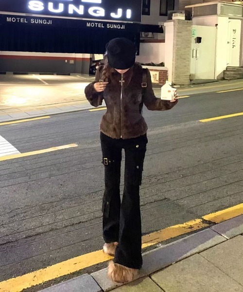 Ressaca（レサーカ） ワイドパンツ カーゴパンツ ベルトデザインフレア
