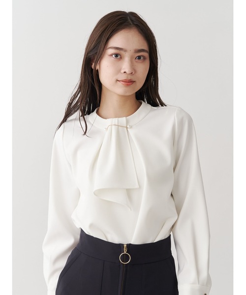 「TONAL」 長袖ブラウス 38 ネイビー レディース_画像6