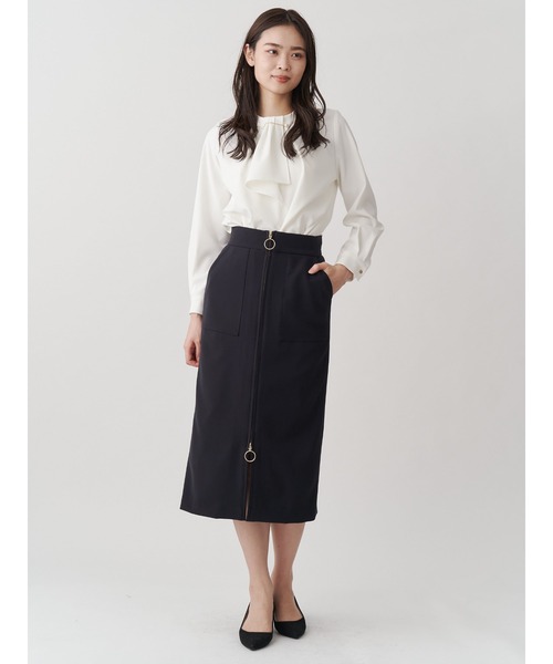 「TONAL」 長袖ブラウス 38 ネイビー レディース_画像7