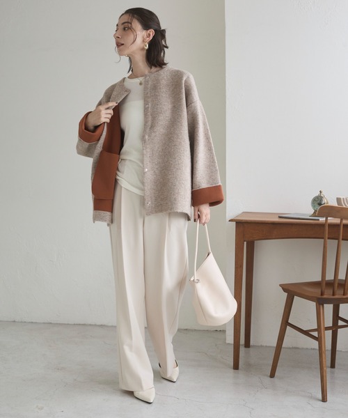 「ANGIE」 ニットカーディガン FREE ブラウン レディース_画像3