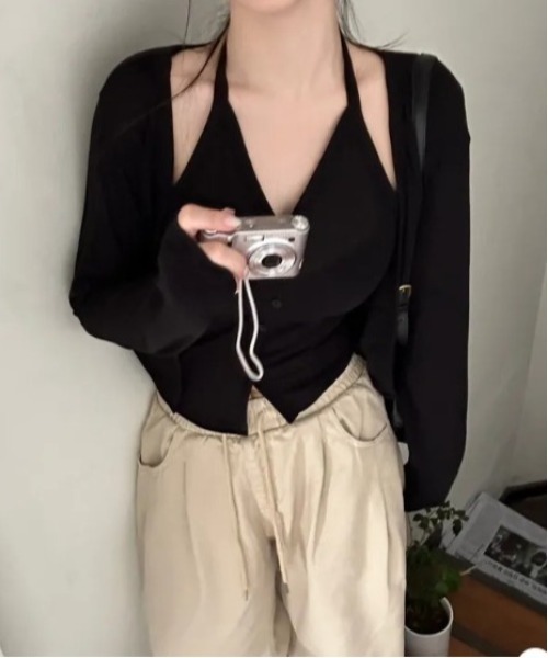 コムデギャルソン ホルターネックトップス（M） tシャツ ホルターネックキャミレイヤードトップス レディース メンズ