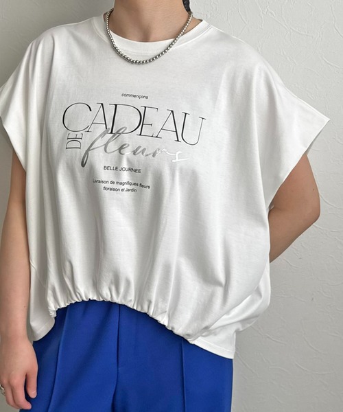 ロイヤルギャル RöE ロゴ入り ホワイトTシャツ LHELBIE（レルビエ） tシャツ 半袖 ドロストボックスロゴTシャツ