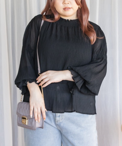 「CLETTE」 長袖ブラウス 3L ブルー レディース_画像2