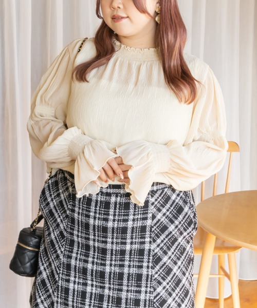 「CLETTE」 長袖ブラウス 3L ブルー レディース_画像3