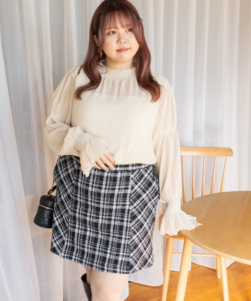 「CLETTE」 長袖ブラウス 3L ブルー レディース_画像5