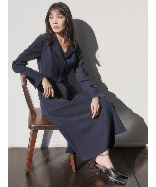 「anuans」 長袖ワンピース X-SMALL ネイビー レディースの画像