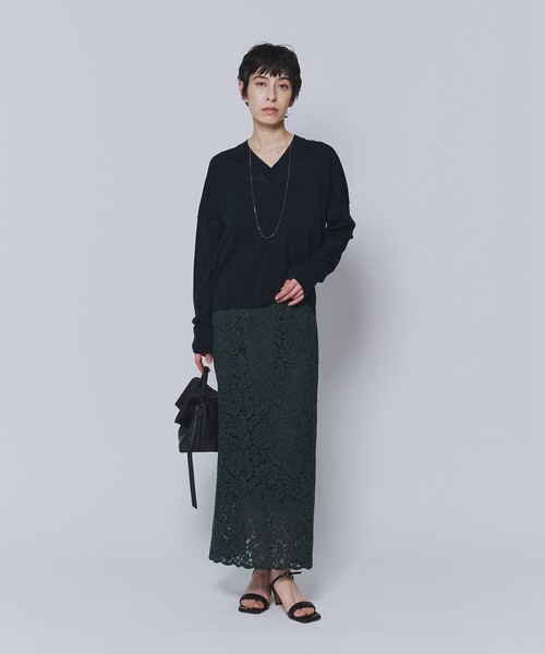 1er Arrondissement ロング スカート フラワーレースタイトスカート