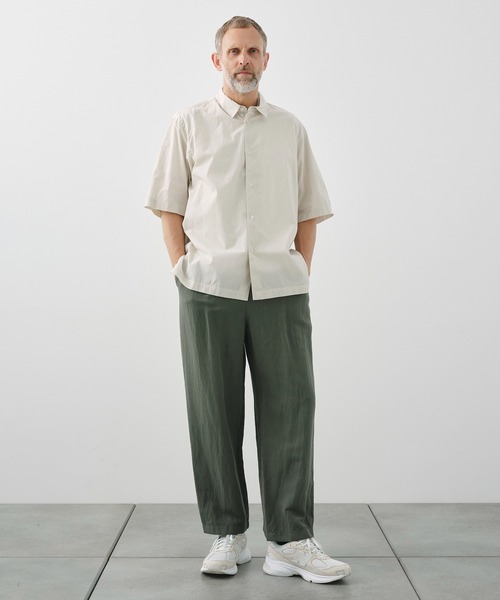 シャツ 「ATON / エイトン」SHRINK COTTON LAWN OVERSIZED HALF SLEEVE SHIRT メンズの画像