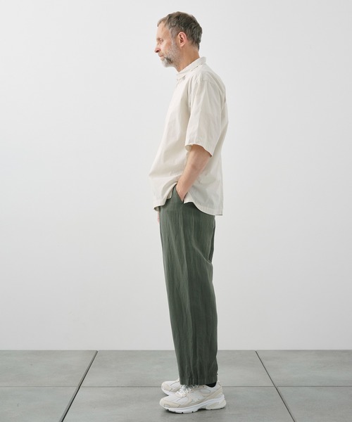 シャツ 「ATON / エイトン」SHRINK COTTON LAWN OVERSIZED HALF SLEEVE SHIRT メンズの画像