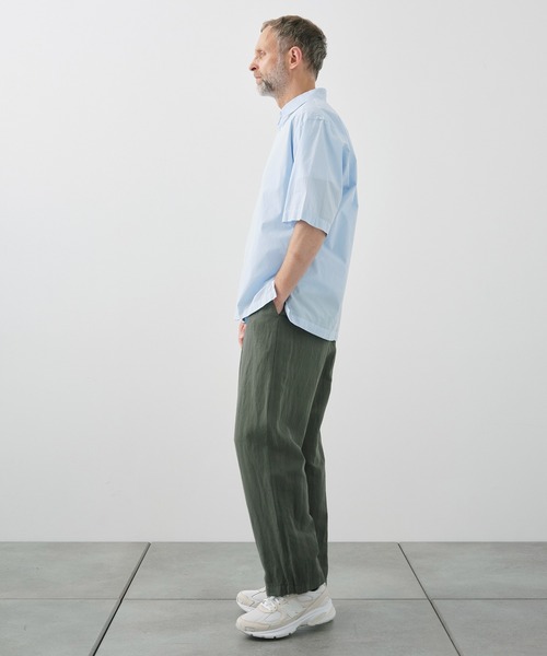 シャツ 「ATON / エイトン」SHRINK COTTON LAWN OVERSIZED HALF SLEEVE SHIRT メンズの画像