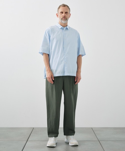 シャツ 「ATON / エイトン」SHRINK COTTON LAWN OVERSIZED HALF SLEEVE SHIRT メンズの画像