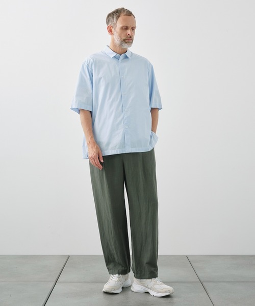 シャツ 「ATON / エイトン」SHRINK COTTON LAWN OVERSIZED HALF SLEEVE SHIRT メンズの画像