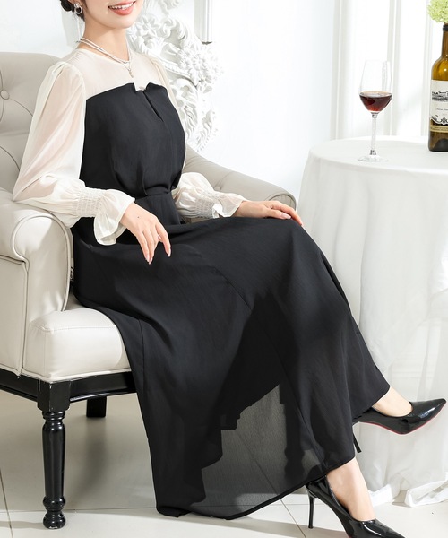 「Lace Ladies」 長袖ワンピース FREE モカ レディース_画像6