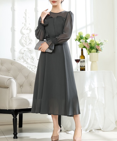 「Lace Ladies」 長袖ワンピース FREE モカ レディース_画像9
