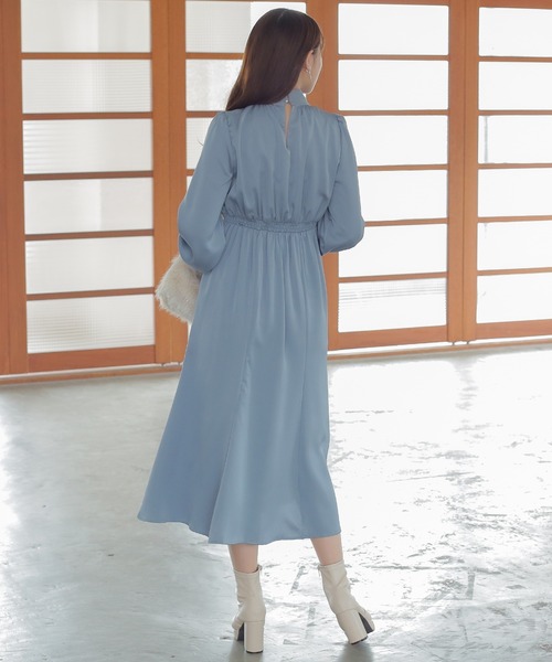 「ASTORIA ODIER」 長袖ワンピース MEDIUM グレイッシュブルー レディース_画像7