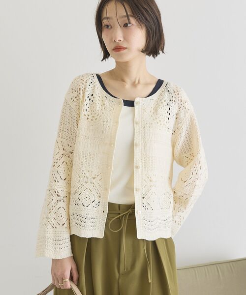 「AMERICAN HOLIC」 ニットカーディガン L アイボリー レディース_画像2