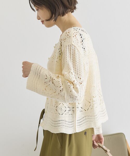 「AMERICAN HOLIC」 ニットカーディガン L アイボリー レディース_画像3