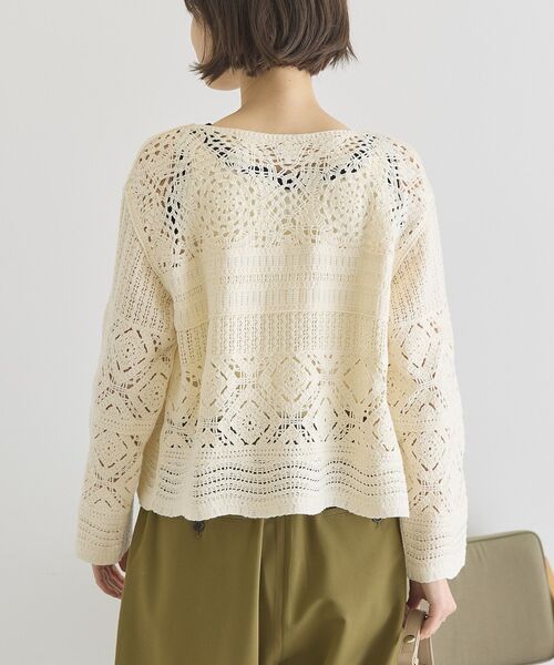 「AMERICAN HOLIC」 ニットカーディガン L アイボリー レディース_画像4