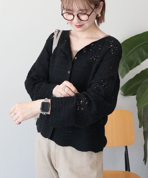 「AMERICAN HOLIC」 ニットカーディガン L アイボリー レディース_画像9
