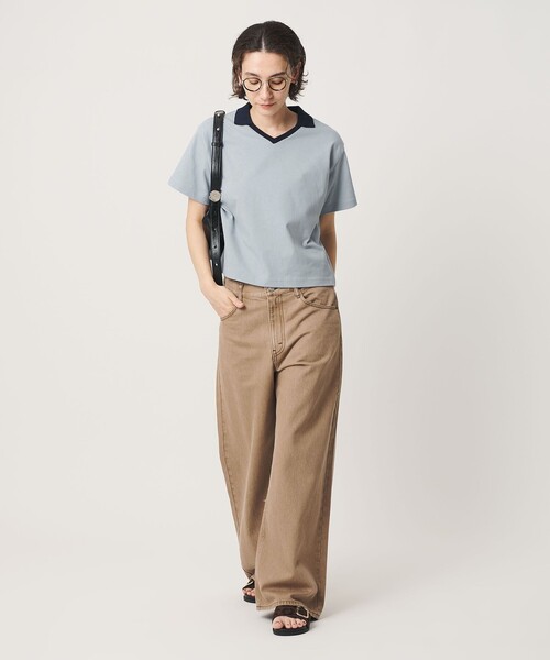 BEAUTY＆YOUTH UNITED ARROWS tシャツ 半袖 コットン 2トーン Vネック