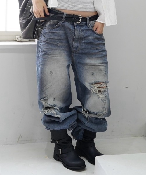 Chikashitsu+（チカシツプラス） ワイドパンツ ジーンズ 「Chikashitsu