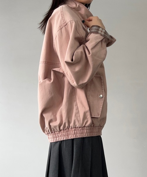 ジャケット・アウター Fano Studios brown check short coat ミリタリージャケット モッズコート チェックディテール ウォッシュド